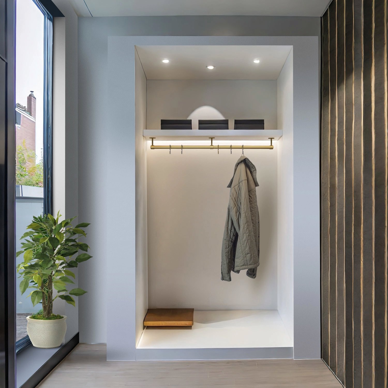 Kleiderstange Gold Ø32 (mit geschlossen abstandhalter)