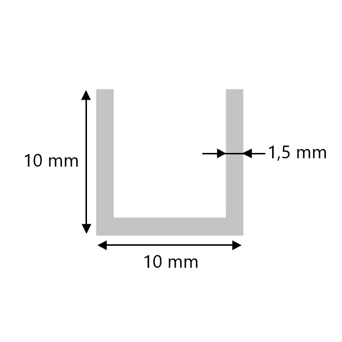 Aluminium U-Profil 10x10x10x1,5 mm