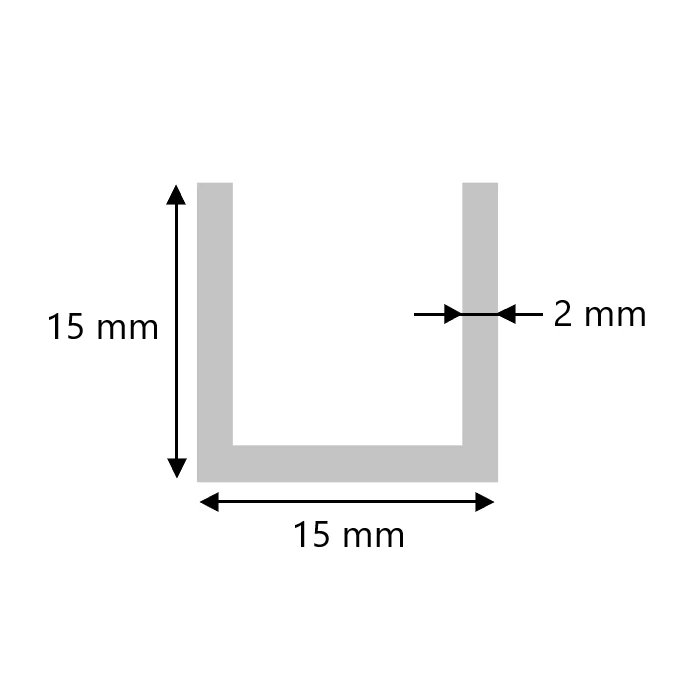 Aluminium U-Profil 15x15x15x2 mm