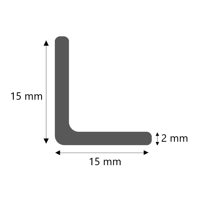 Stahl Winkelprofil kaltgewalzt runde Ecke 15x15x2