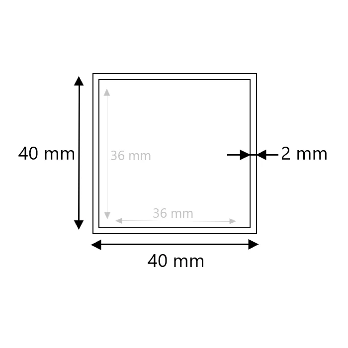 Aluminium Vierkantrohr 40x40x2