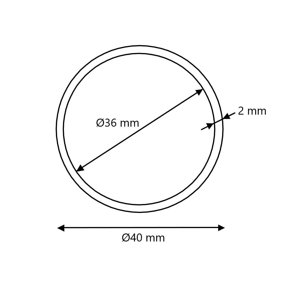 Edelstahl 316 Rundrohr ungeschliffen Ø40x2