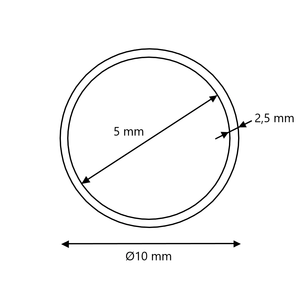 Stahlrohr rund Ø10x2,5 nahtlos