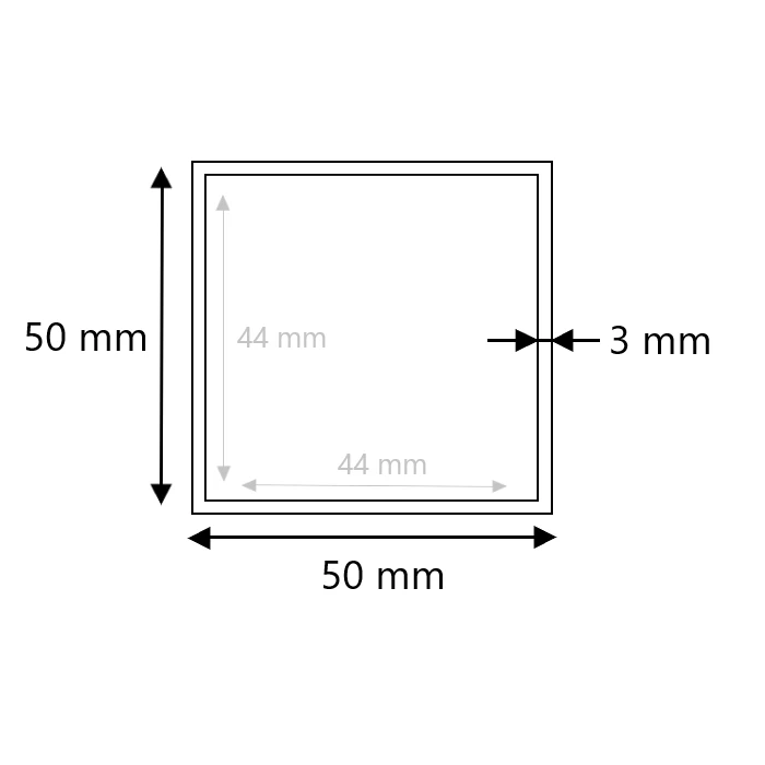 Edelstahl Vierkantrohr ungeschliffen 50x50x3