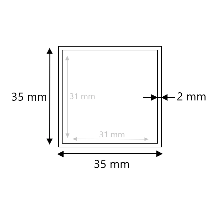 Edelstahl Vierkantrohr 35x35x2 geschliffen