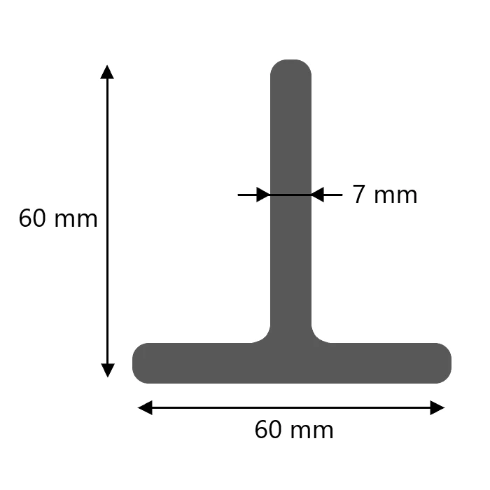 Stahl T-Profil warmgewalzt 60x60x7