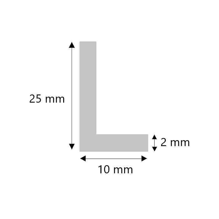 Aluminium Winkelprofil 25x10x2