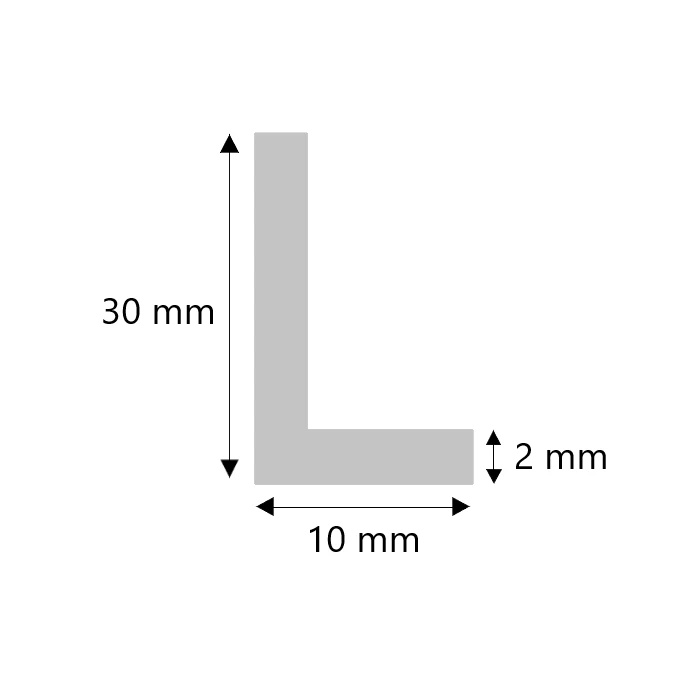Aluminium Winkelprofil 30x10x2