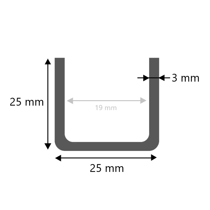 Stahl U-Profil kaltgewalzt 25x25x25x3