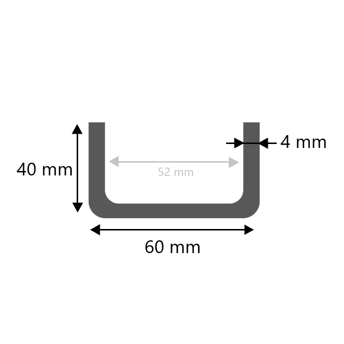 Stahl U-Profil kaltgewalzt 40x60x40x4