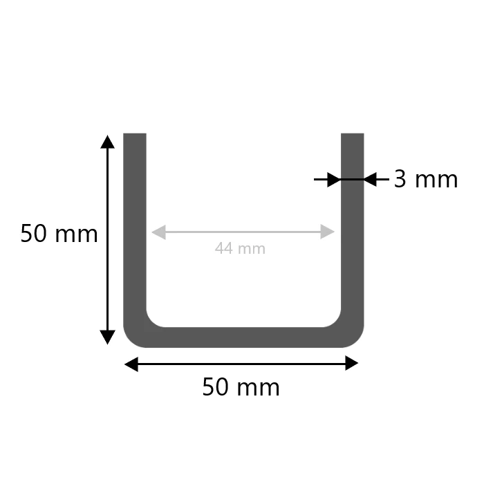 Stahl U-Profil kaltgewalzt 50x50x50x3