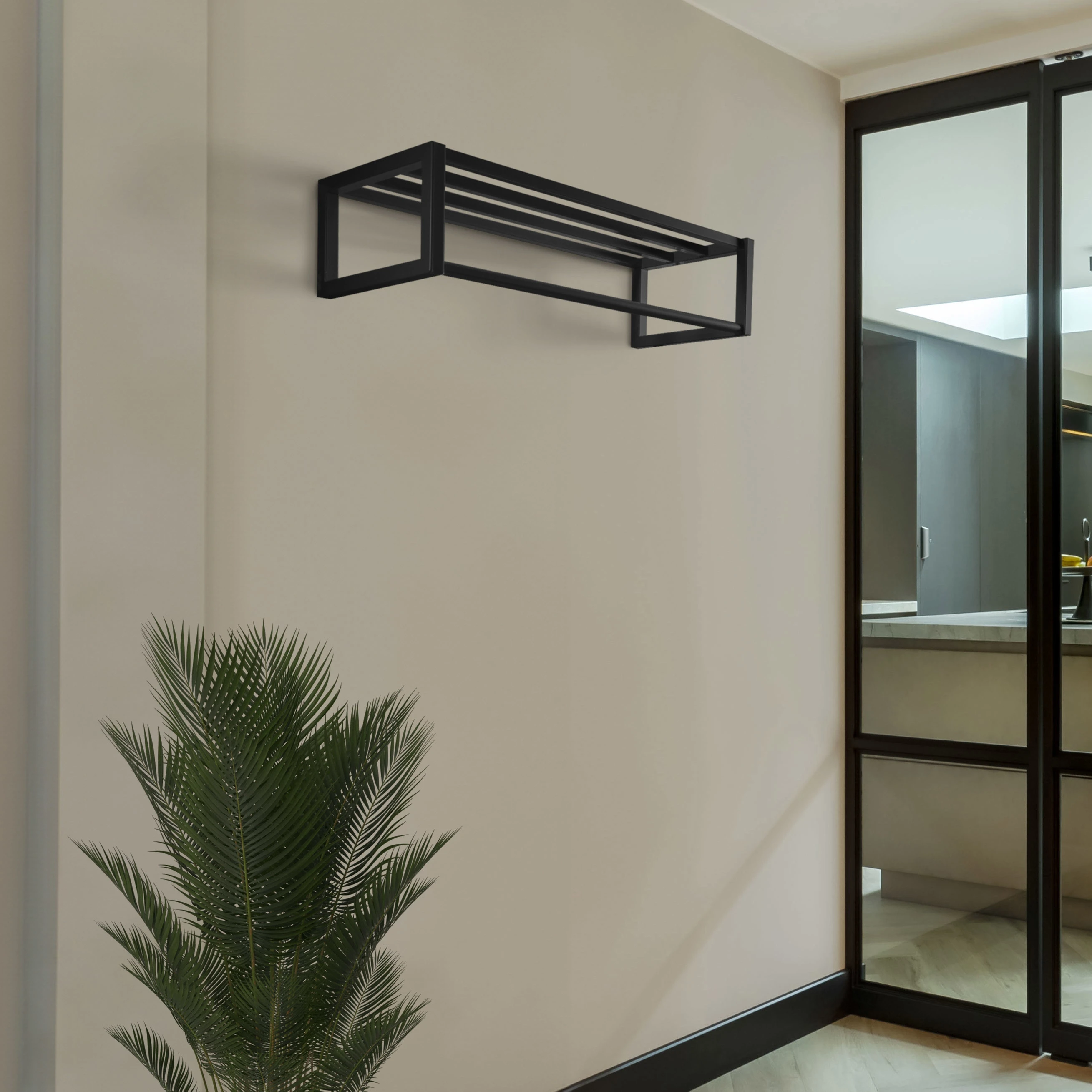 LIROdesign Garderobe Lissabon - Wandgarderobe Schwarz - 80cm