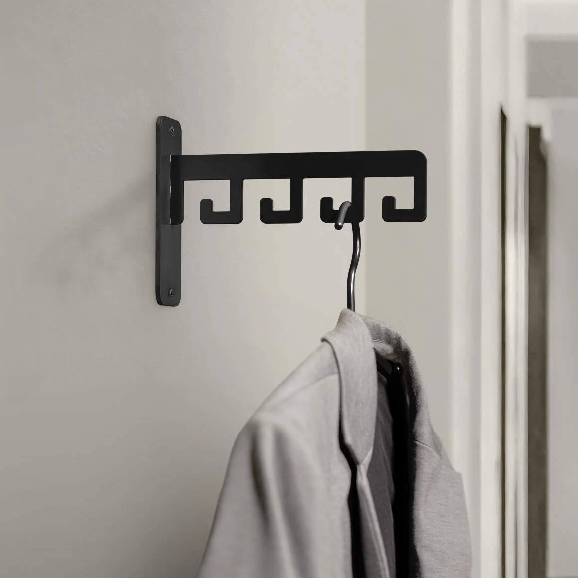 LIROdesign Garderobe Barcelona - Wandgarderobe Schwarz - 4 haken