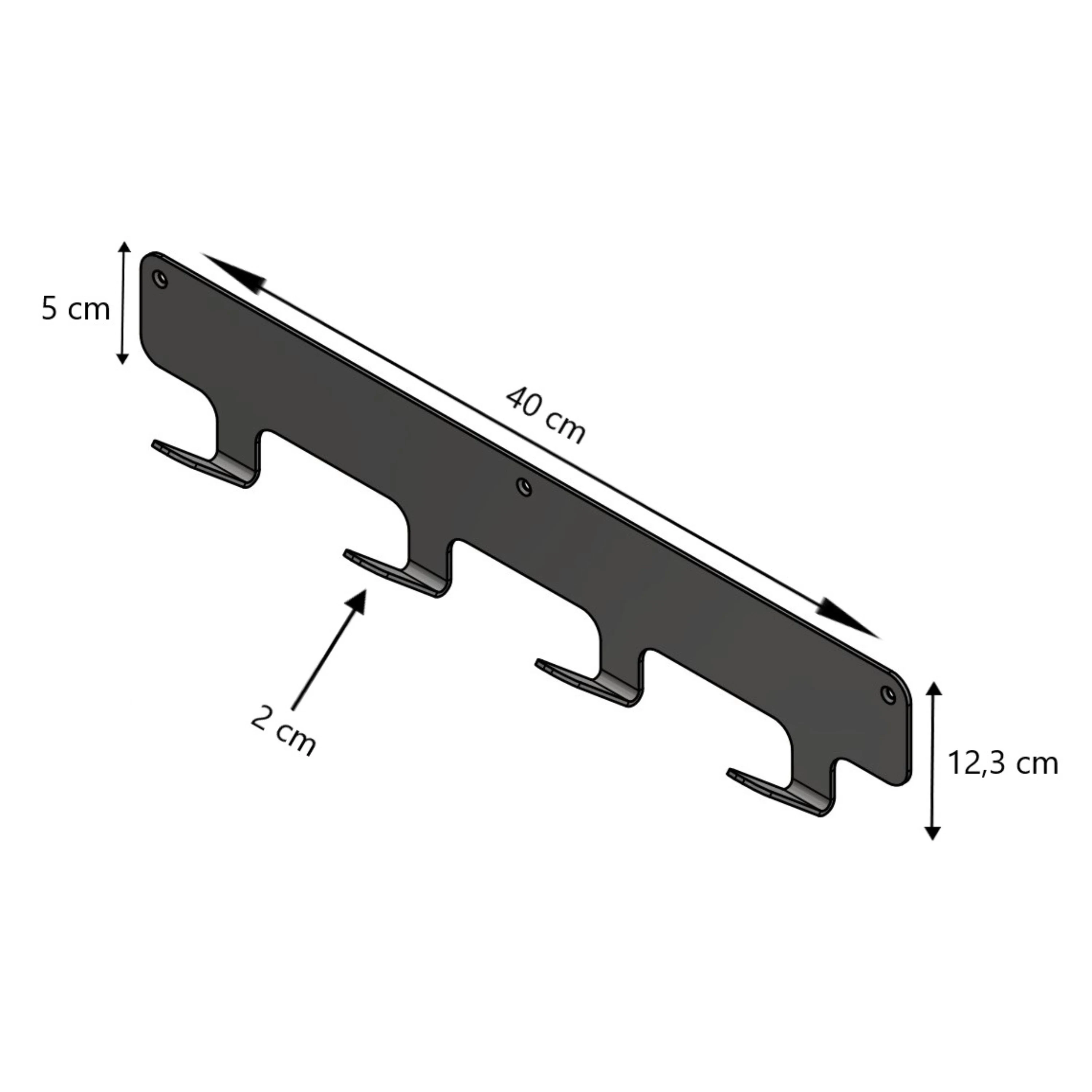 LIROdesign Garderobe Valencia - Wandgarderobe schwarz - 40cm