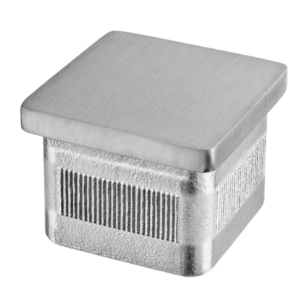 Flache Endkappe aus Edelstahl, Easy Hit,  für Rohr 40x40x2 mm