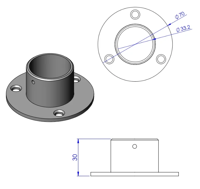 Flansch schwarz Ø32 Typ 1