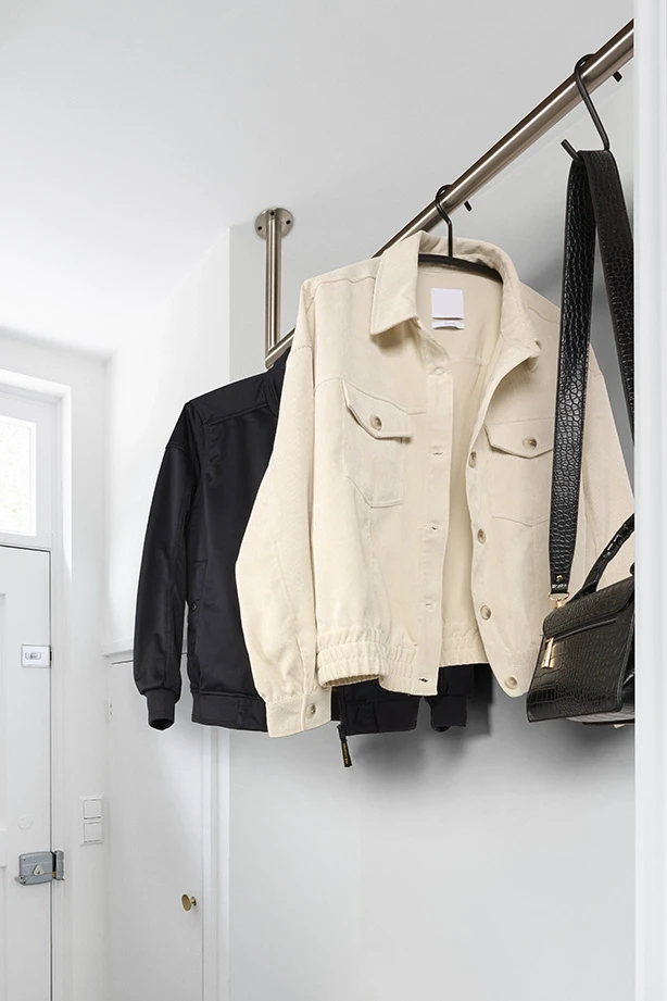 Kleiderstange Eck Edelstahl Ø32