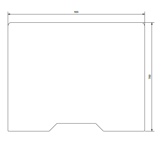 Hustentrennwand aus Kunststoff (gebogen) 900x700mm