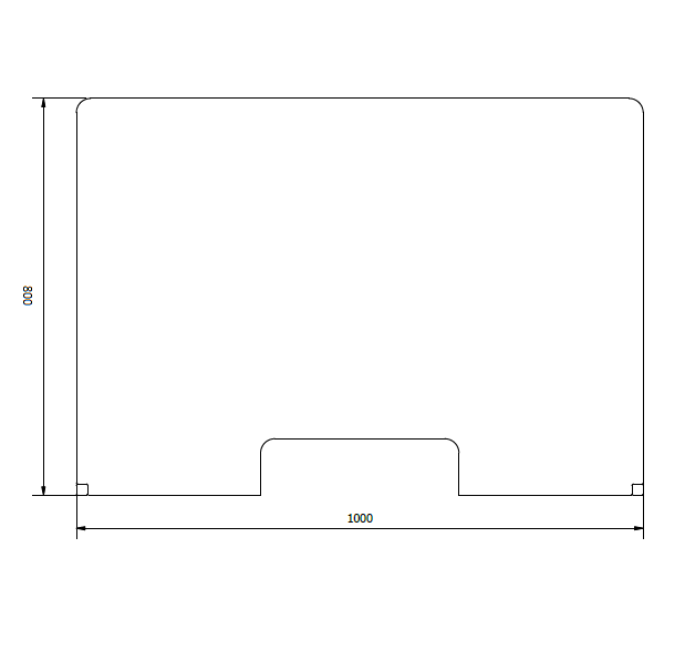 Hustentrennwand aus Kunststoff mit T-Bein aus Edelstahl 1000x800mm