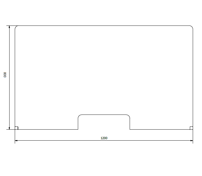 Hustentrennwand aus Kunststoff mit T-Bein aus Edelstahl 1200x800mm