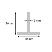 Aluminium T-Profil 20x20x2 mm