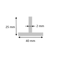 Aluminium T-Profil 40x25x2 mm