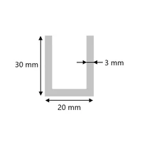 Aluminium U-Profil 30x20x30x2 mm