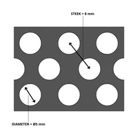Aluminium Lochblech Loch 8 x Distanz 5 x Dicke 1,5 mm