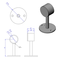 Abstandhalter Schwarz Ø25mm (geschlossen) L=75mm