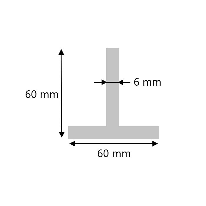 Aluminium T-Profil 60x60x6 mm