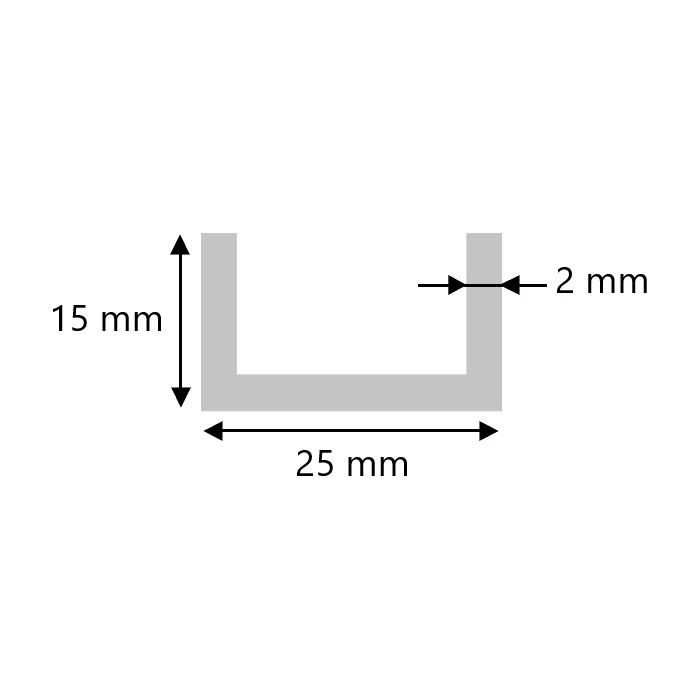 Aluminium U-Profil 15x25x15x2 mm