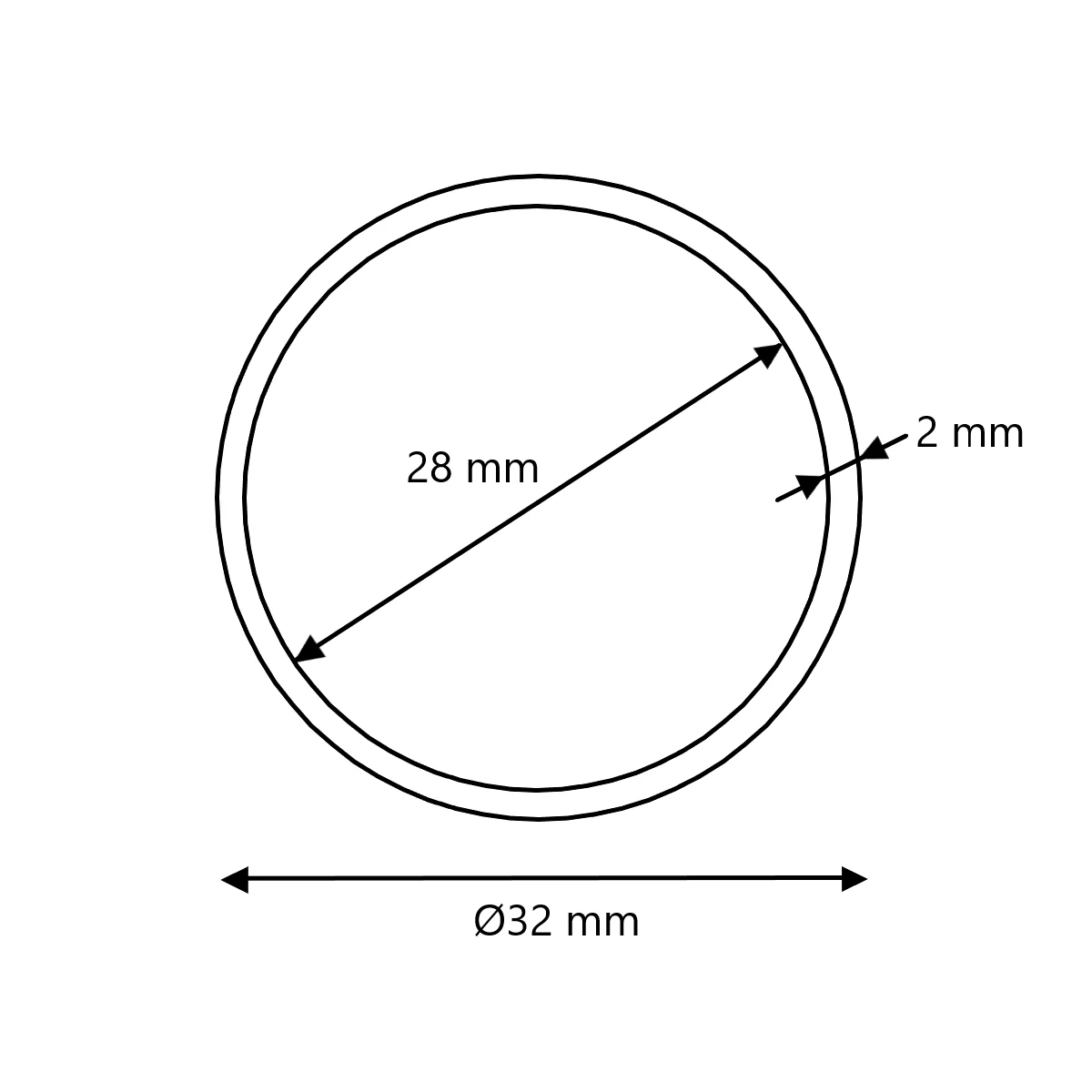 Aluminium Rundrohr Ø32x2