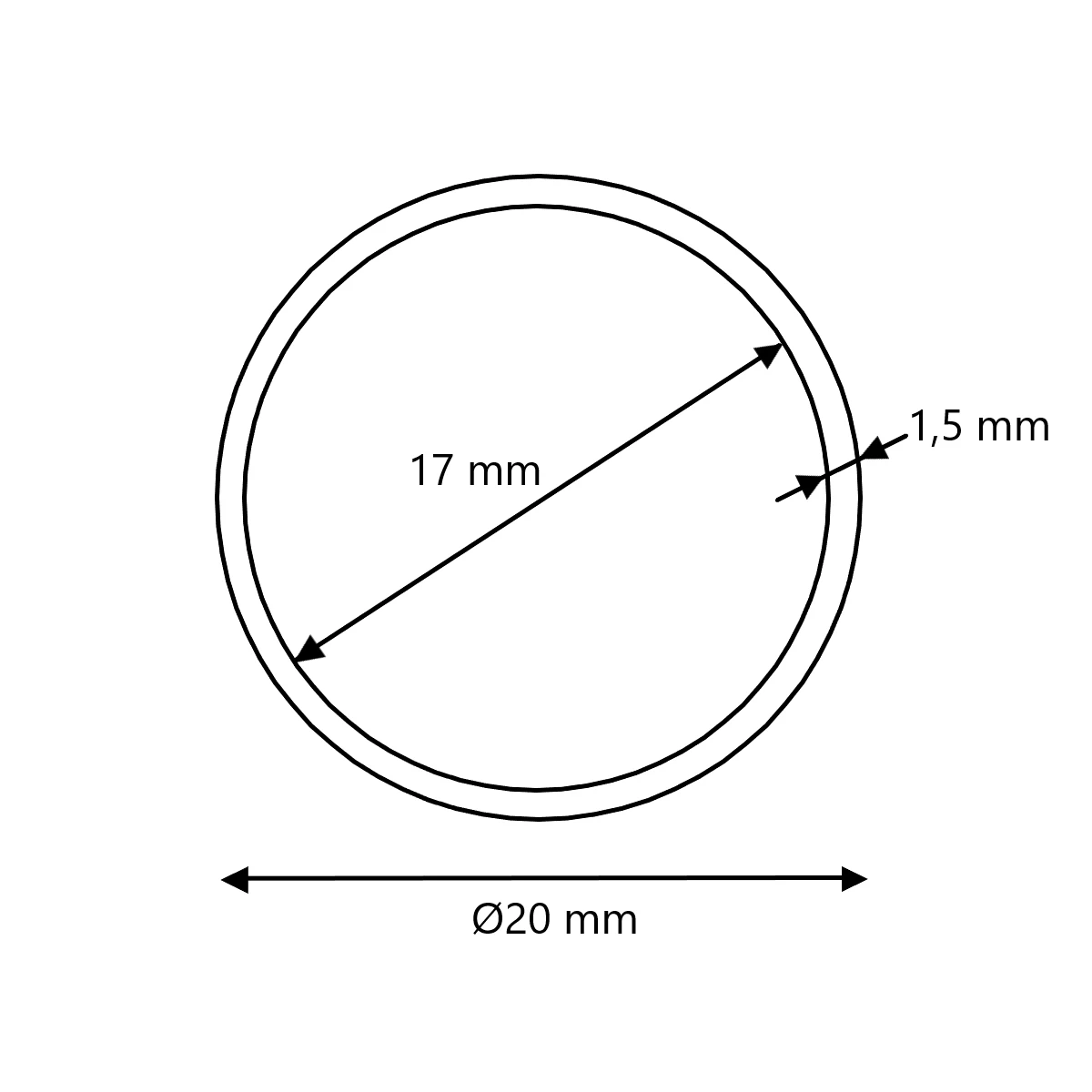 Edelstahl Rundrohr ungeschliffen Ø20x1,5