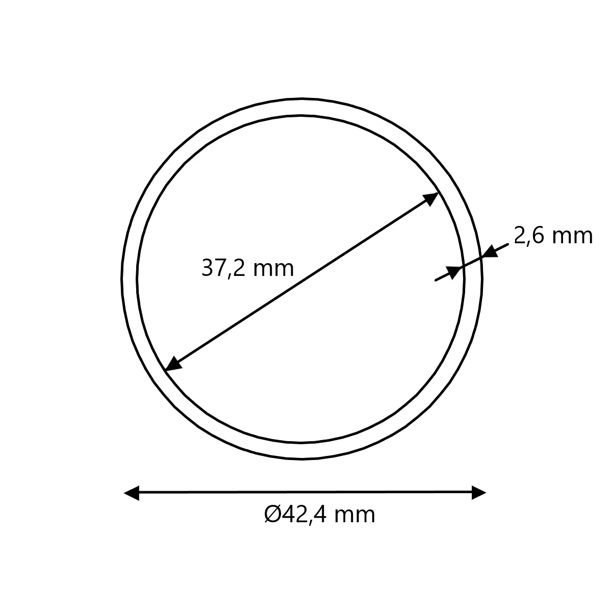 Edelstahl Rundrohr ungeschliffen Ø42,4x2,6
