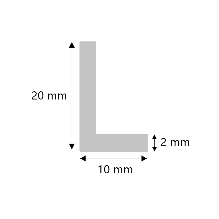 Aluminium Winkelprofil 20x10x2