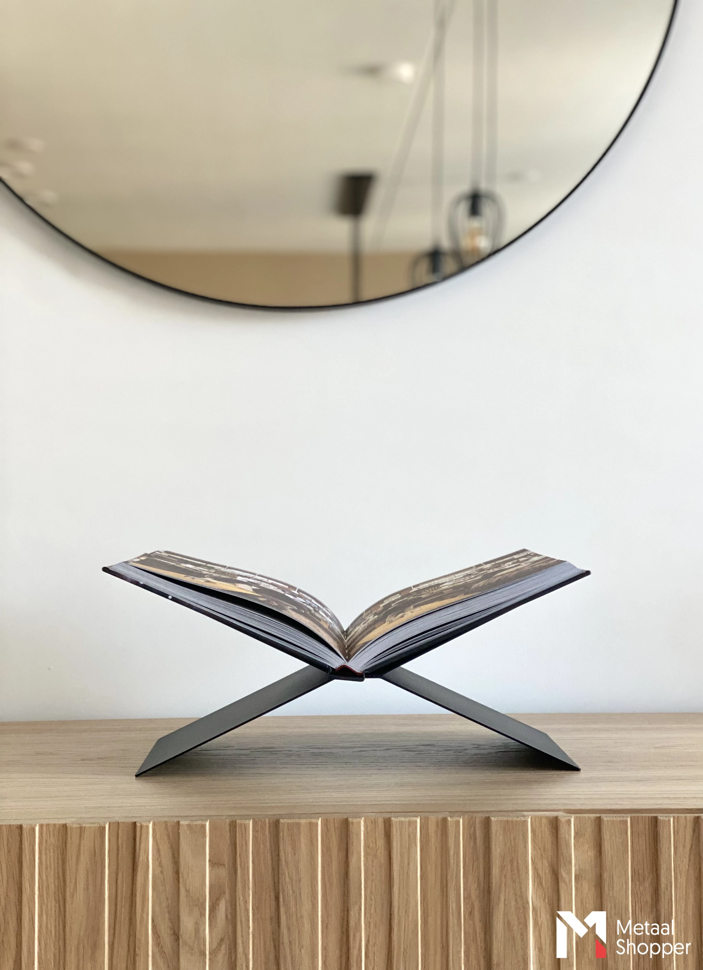 LIROdesign Buchstütze Schwarz - Buchständer - Metallbuchständer - Buchständer