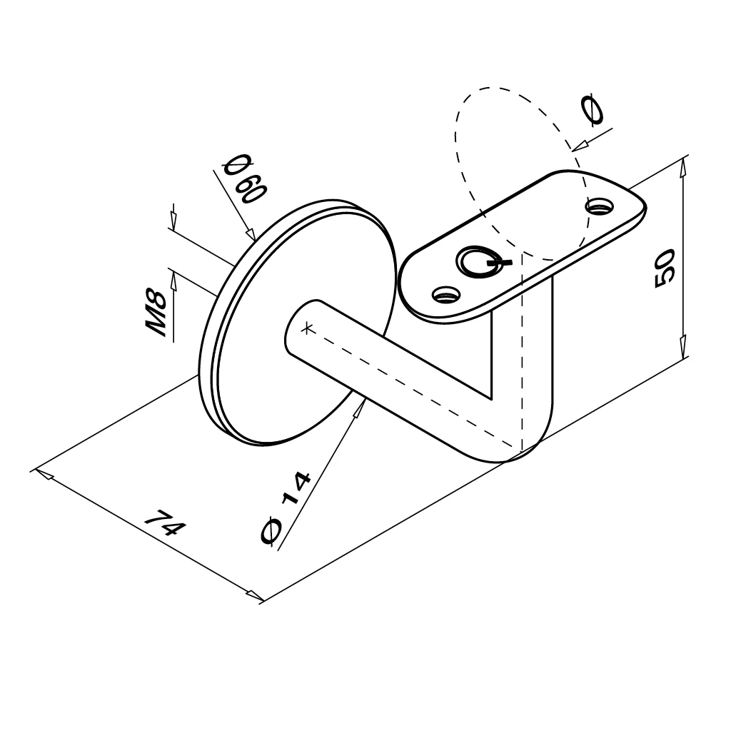 Handlaufhalter für Geländer Ø42,4mm (blind)