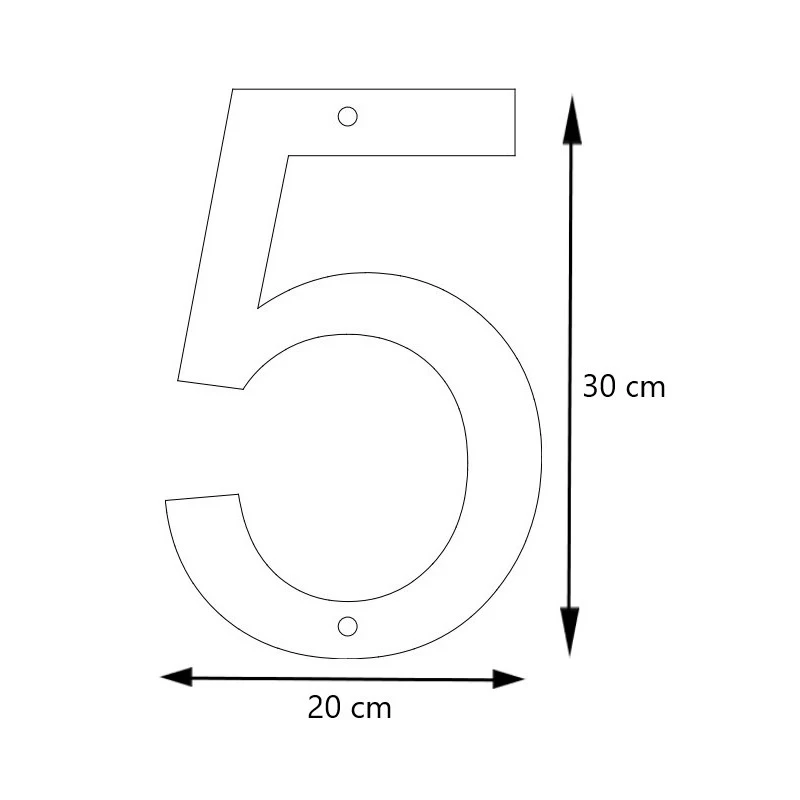 LIROdesign - Hausnummer Edelstahl XL - Nr. 5