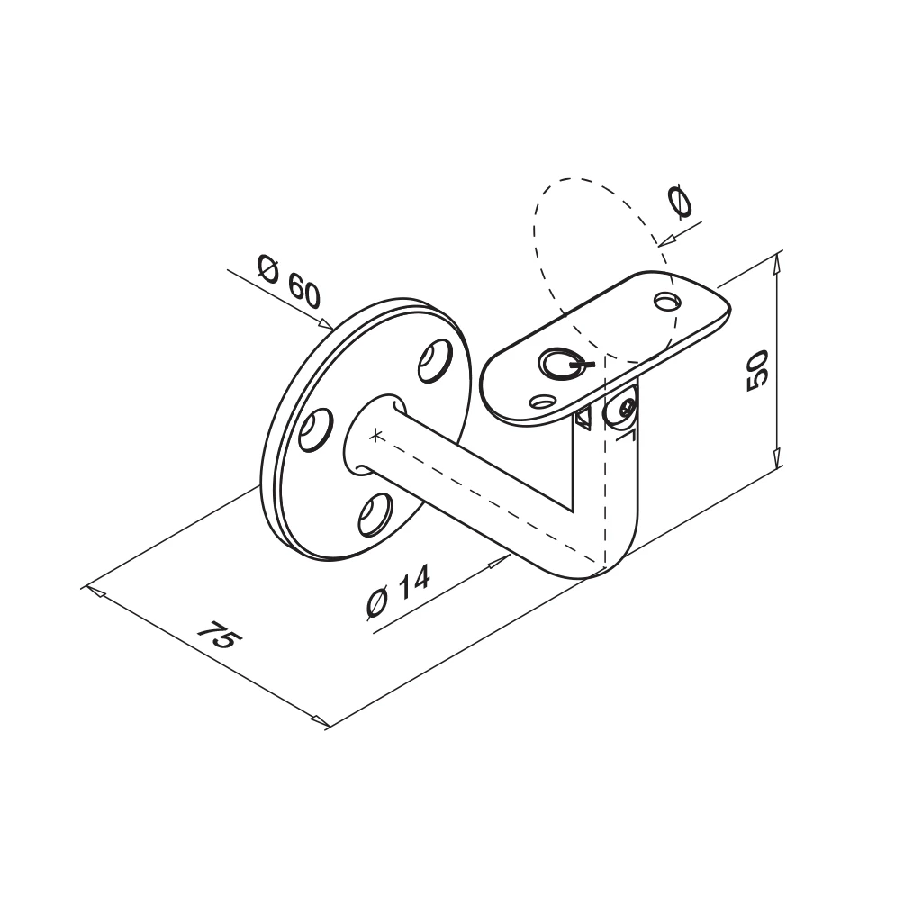 Variabler handlaufhalter für Geländer Ø42,4