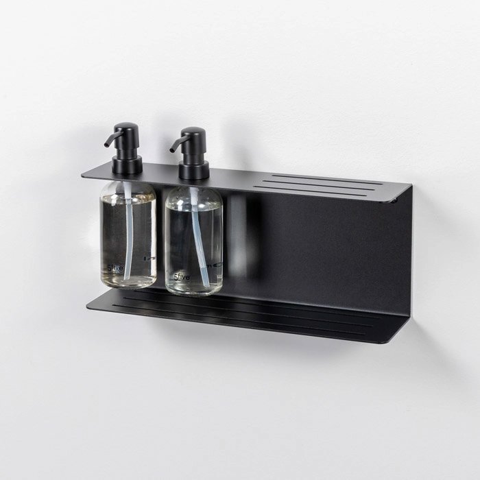 LIROdesign Duschablage mit Seifenspender Bordeaux - Schwarz