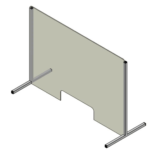 Hustentrennwand aus Kunststoff mit T-Bein aus Edelstahl 1000x800mm