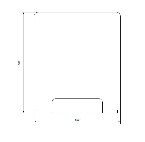 Hustentrennwand aus Kunststoff mit T-Bein aus Edelstahl 600x800mm