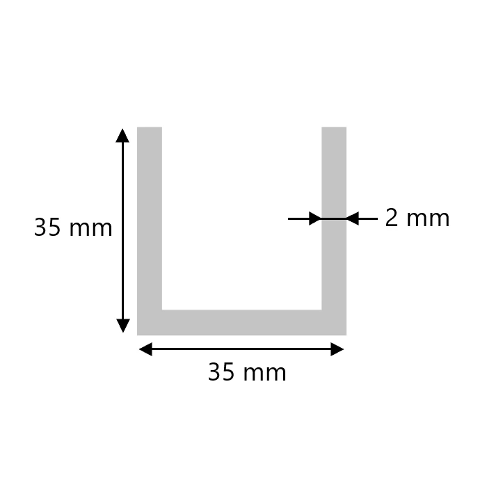 Aluminium U-Profil 35x35x35x2 mm