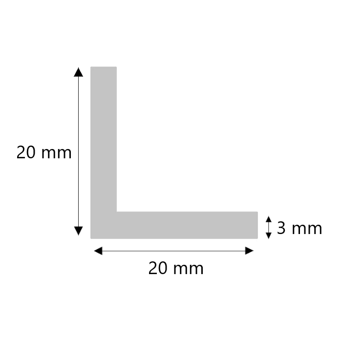 Aluminium Winkelprofil 20x20x3