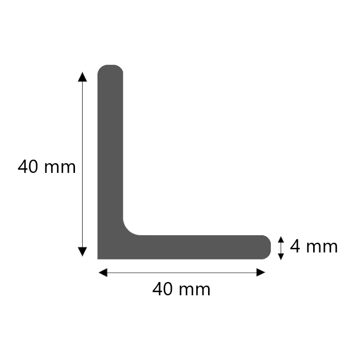 Edelstahl Winkelprofil warmgewalzt 40x40x4