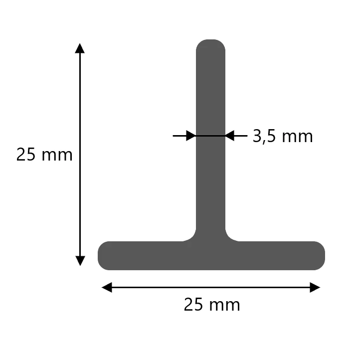 Stahl T-Profil warmgewalzt 25x25x3,5