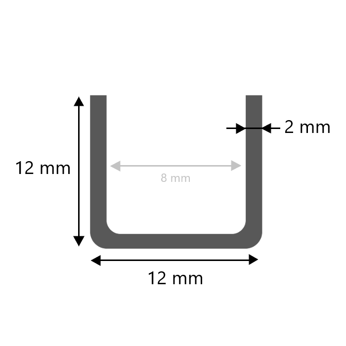 Stahl U-Profil kaltgewalzt 12x12x12x2