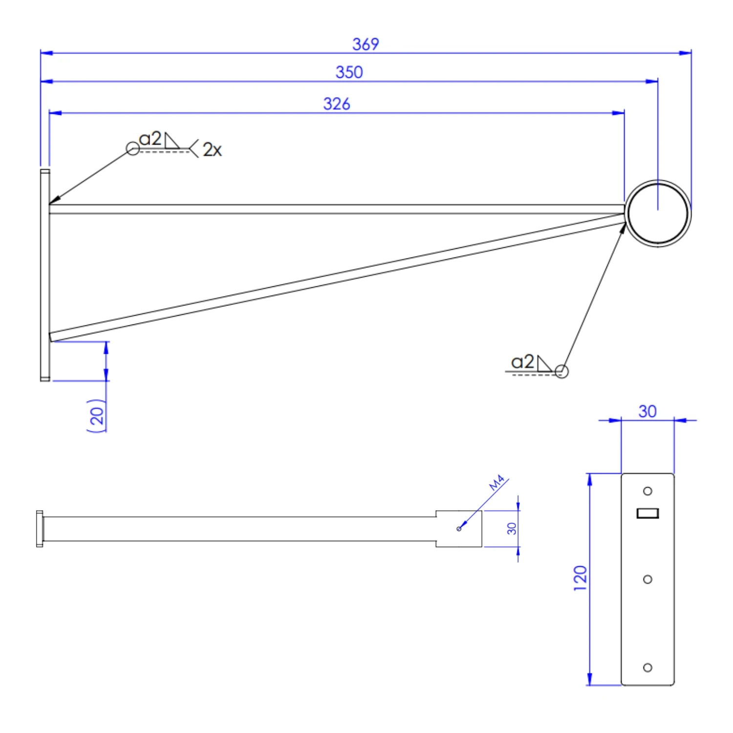 Abstandhalter 350mm weiß