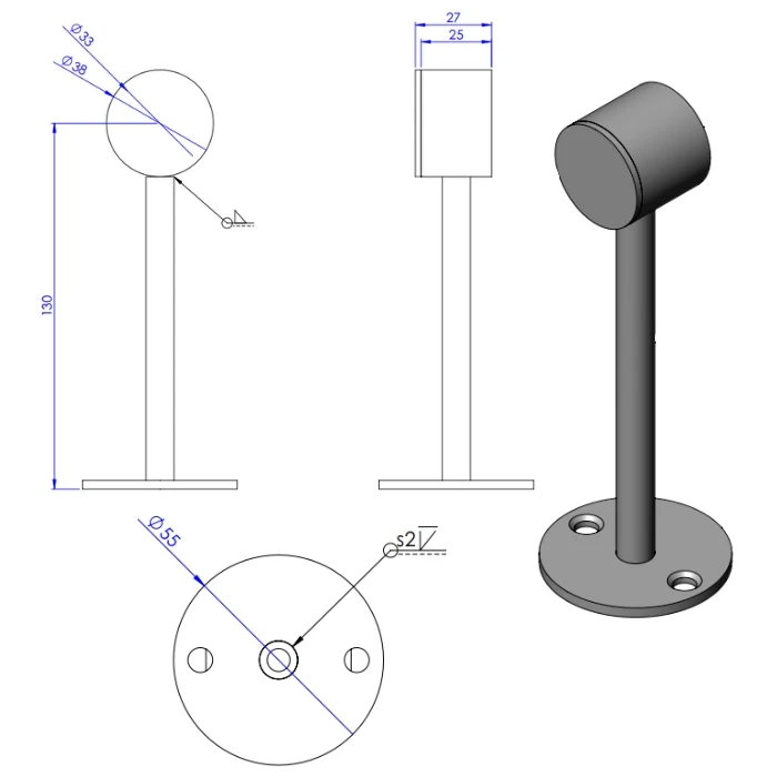 Abstandhalter Schwarz Ø32mm (geschlossen) L=130mm