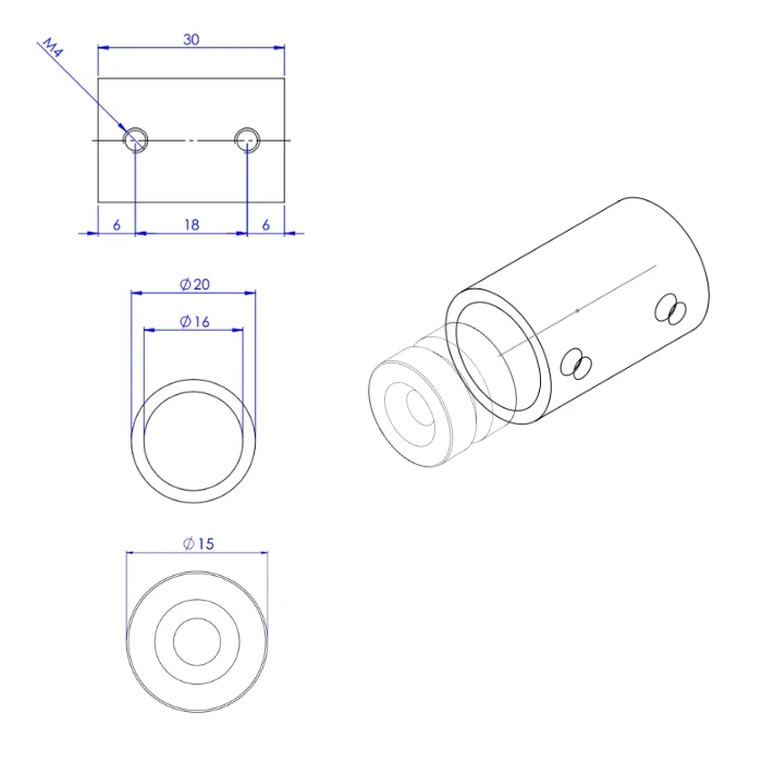 Flansch Ø15 weiß (blind)